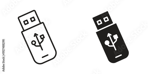 Usb icon suitable design silhouette and line art style on white background