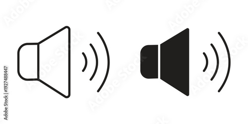 Volume icon suitable design silhouette and line art style on white background