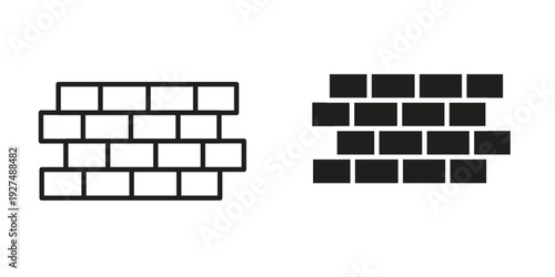 Wall icon suitable design silhouette and line art style on white background