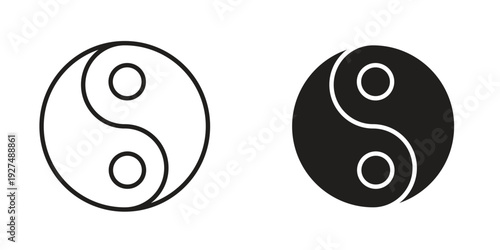 Yin yang icon suitable design silhouette and line art style on white background