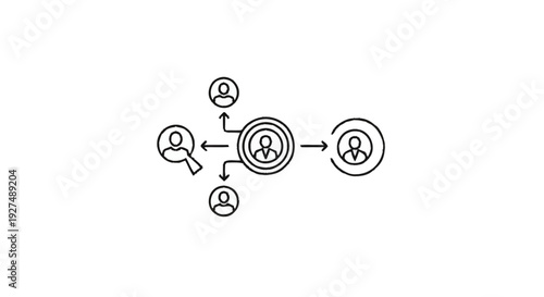 Centralized network of people and connections visualized.