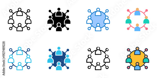 Networking icons set multiple style collection. Editable stroke 
