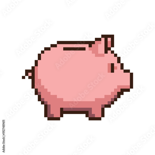 Pixel Art Piggy Bank Vector Illustration