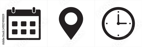 Calendar Location Clock Icon Set