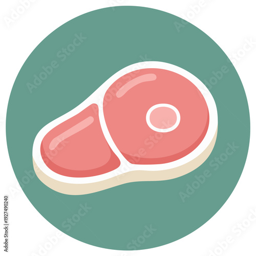 Stylized Illustration of a Steak Inside a Green Circle Graphic