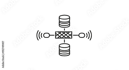 Centralized Network Hub Connecting Databases and Wireless Signals.