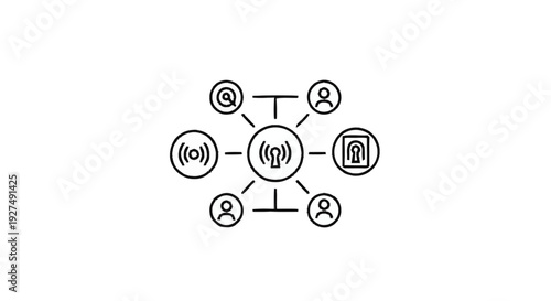 Centralized Network Hub Connecting Diverse Digital Information and People.