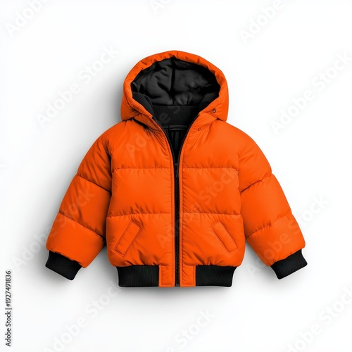 Bright Orange Puffer Jacket with Hood for Winter Wardrobe Essentials