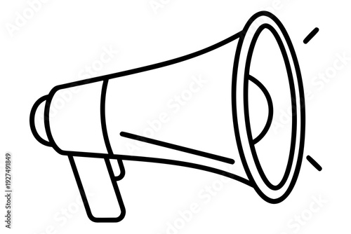 A simple line art illustration of a megaphone with a handle