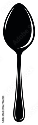Elegant Black Spoon Illustration - Simple, Modern, Kitchen Utensil, Cutlery, Tableware for Food and Drink
