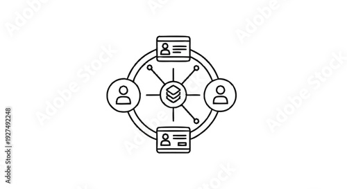 Centralized Network Hub Connecting People and Data.