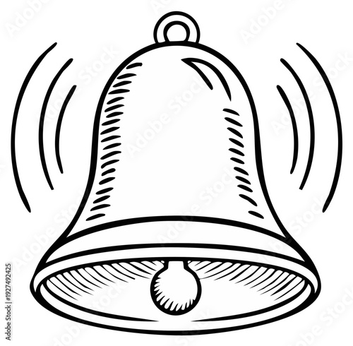 Illustration of a ringing bell with sound waves emanating outwards