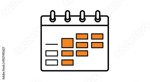 Calendar Icon with Orange Scheduled Events.