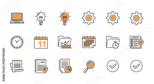 Collection of Modern Business Icons Symbols.