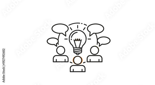 Group Discussion with Lightbulb Idea Concept.
