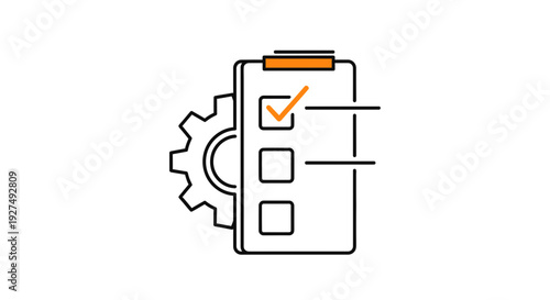 Simple Line Icon Checklist with Checkmark.
