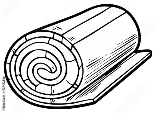 Rolled sleeping mat illustration simple line art outline camping gear equipment
