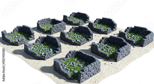 Ancient stone ruins arrangement