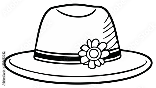 Charming Summer Hat with Flower Embellishment Hand Drawn Style