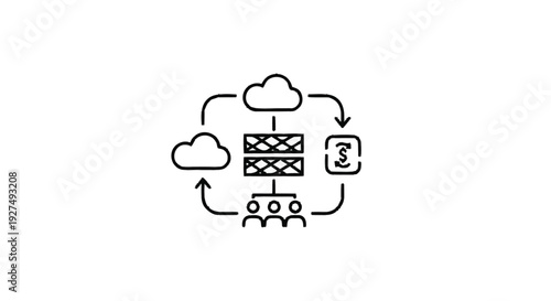 Cloud Computing Network Diagram with Data Flow and Users.