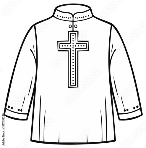 Clerical Shirt with Cross Emblem Religious Vestment