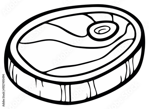 Line Art Illustration of Raw Porkchop or Beefsteak Meat Cut