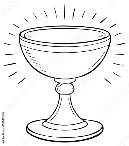 Stylized goblet with radiating lines suggesting divine light or power