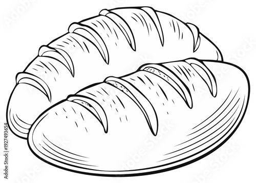 Artistic bread loaves illustration, delicious baked goods concept
