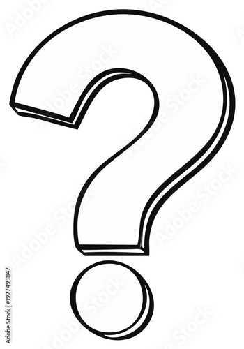 Simple outline of a question mark with a subtle 3D effect suggesting inquiry and uncertainty