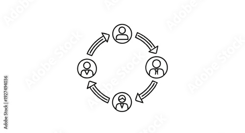Circular diagram illustrating teamwork and collaboration among people.