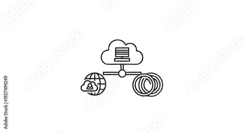 Cloud Computing Network Diagram with Database and Internet Connection.