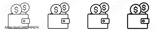 Wallet With Money  Icon Set Different Style Collection