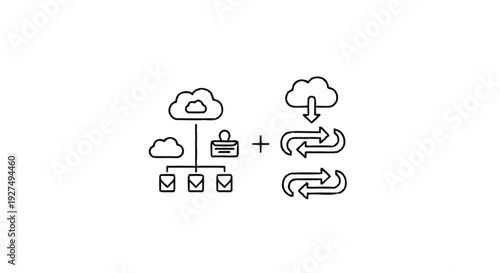 Cloud Computing Security and Data Synchronization Concept.