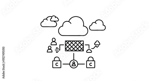 Cloud Computing Network Security and Data Protection Concept.
