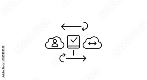 Cloud computing data synchronization and integration concept.