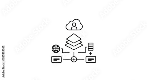 Cloud Computing Data Storage and Network Connections Diagram.