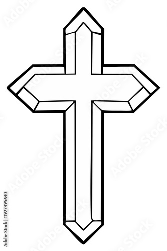 Geometric Cross Icon Christian Symbol Religious Emblem Outline Art
