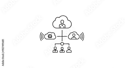 Cloud Computing Network Diagram with People and Devices.