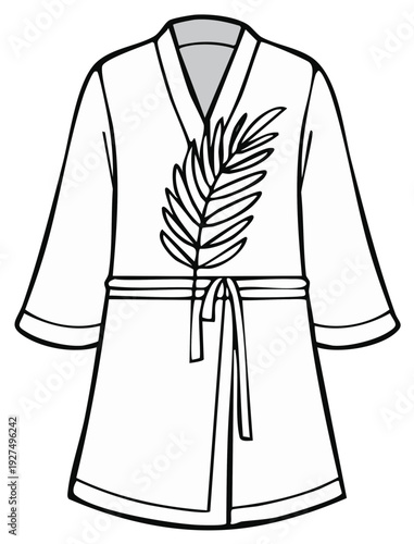 Illustrated Line Art of Robe with Leaf Motif