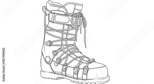 Detailed Illustration of a Hiking Boot.