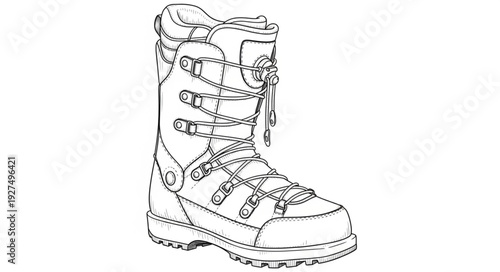 Detailed Illustration of Hiking Boot Design.