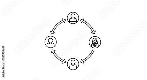Circular Diagram Illustrating Teamwork and Collaboration Among People.