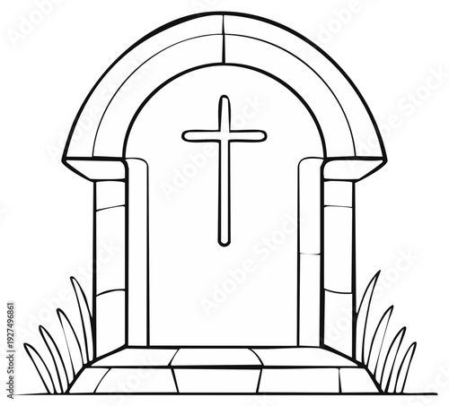 Christian Cross Gravestone Monument Stone Structure Arch Religious Symbol Burial Memorial