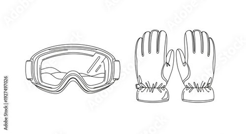 Diving Goggles and Gloves Illustration.