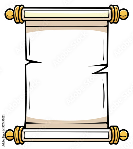 Blank Parchment Scroll with Decorative Golden Rods and Edging