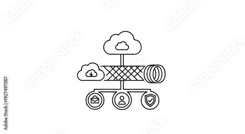 Cloud Computing Network Security and Data Protection Diagram.