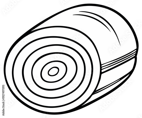 Cross Section of a Hay Bale or Roll of Straw in Black and White Line Art Style