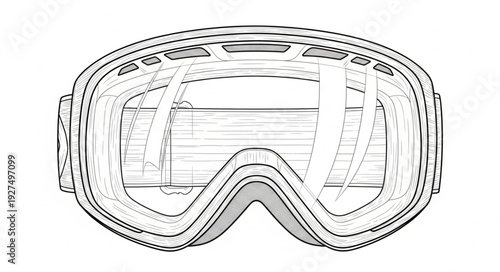 Diving Mask Illustration Detailed Line Art.