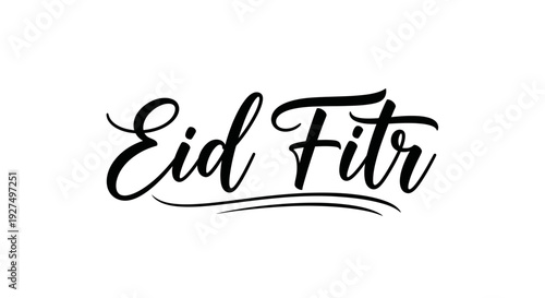 Elegant calligraphic "Eid Fitr" text in black on white, ideal for Islamic holiday greetings, festive occasion designs, and cultural celebration event invitations
