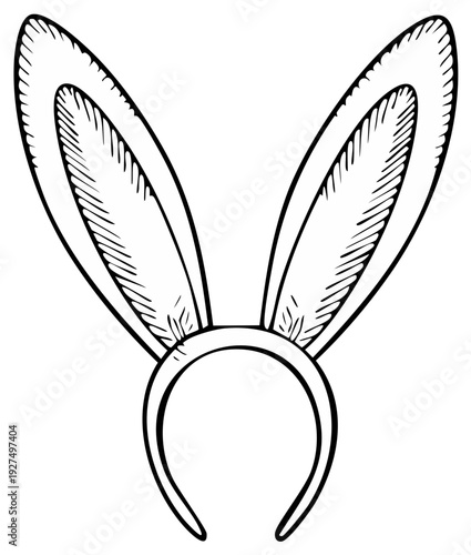 Hand Drawn Sketch of Bunny Ears Headband for Easter Celebrations and Costume Parties